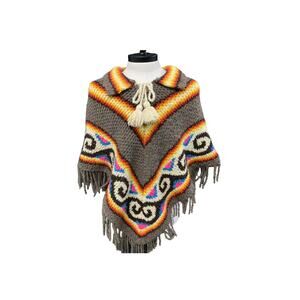 1970's Bright Psychedelic Wool Poncho